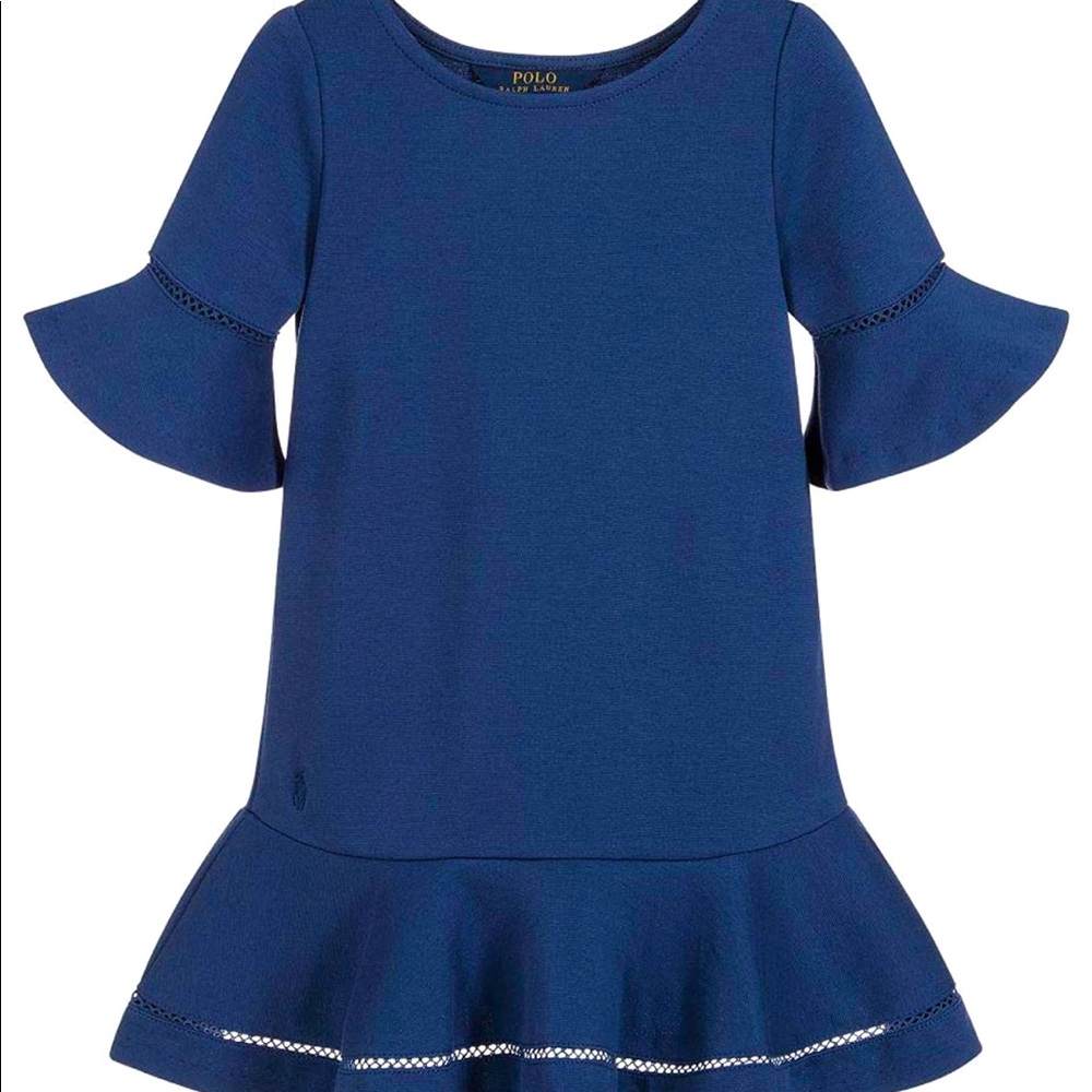 Ralph Lauren Blue Lace Inset Ponte Dress